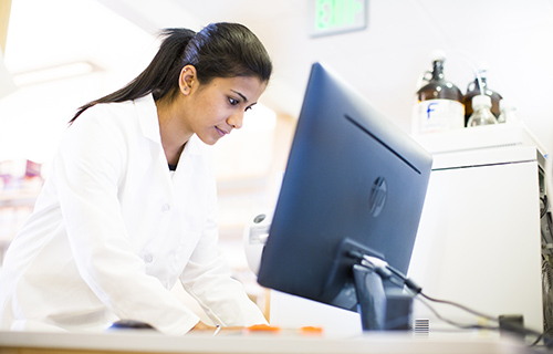 student researcher in the lab