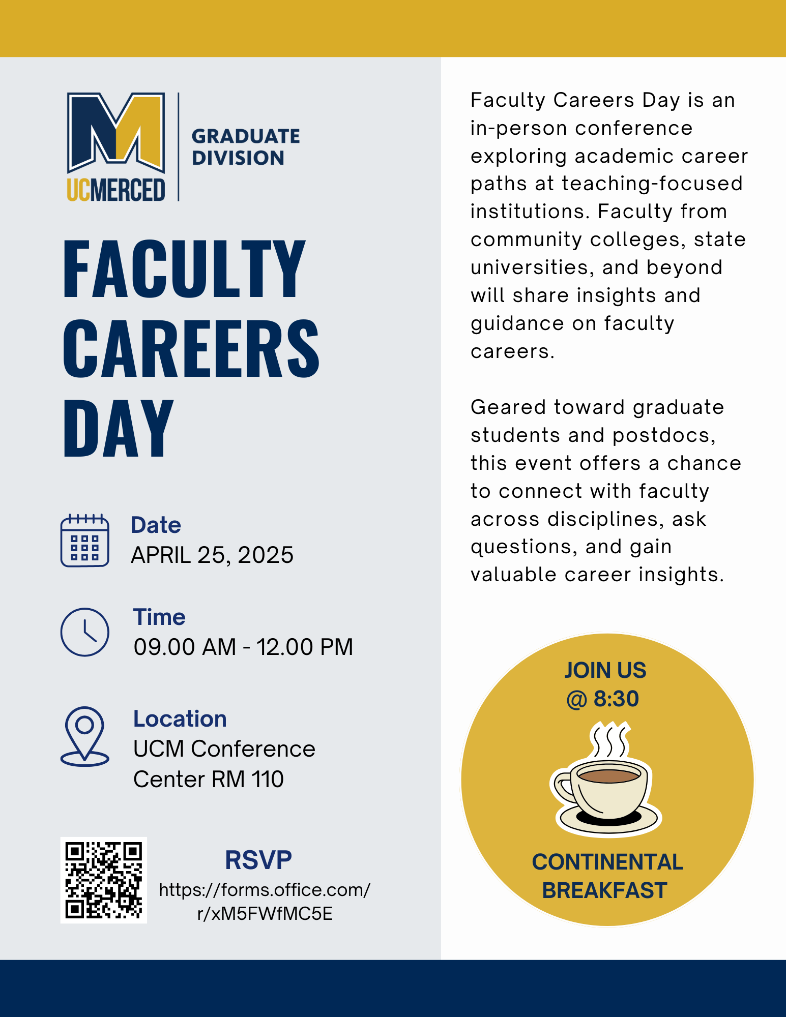 flier for Faculty Careers Day in navy and yellow