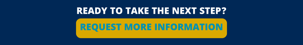Graphic stating request for information in white text on a blue and yellow background.
