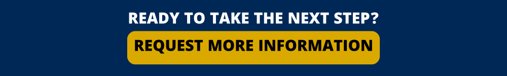 Graphic stating request for information in white text on a blue and yellow background.