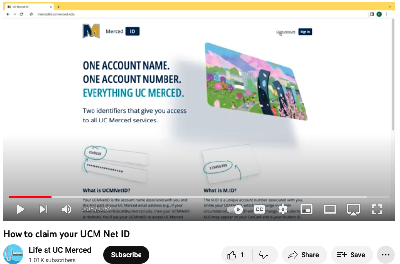 Screenshot of Life at UC MErced website. 