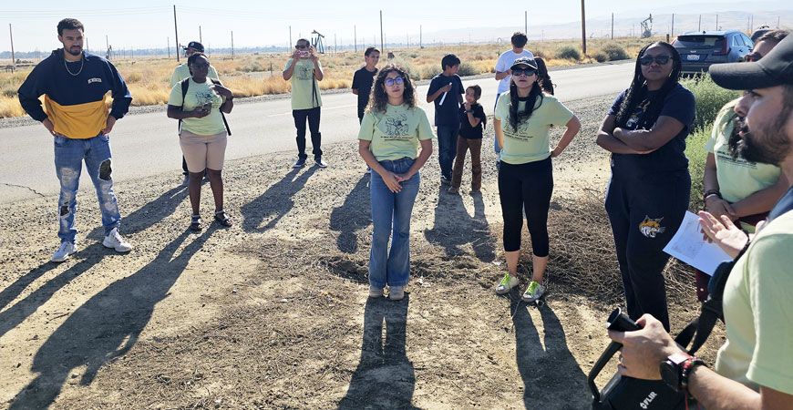 students standing around at a site