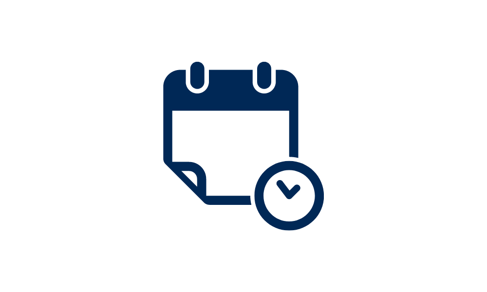 Icon of a calendar and clock  representing deadlines .