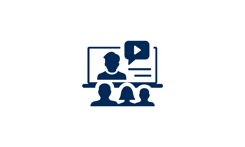 Icon of people watching a presentation on a screen.