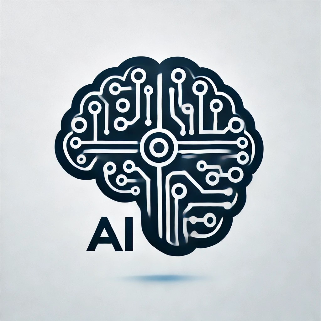 Icon on a human brain with the letters AI next to it. 