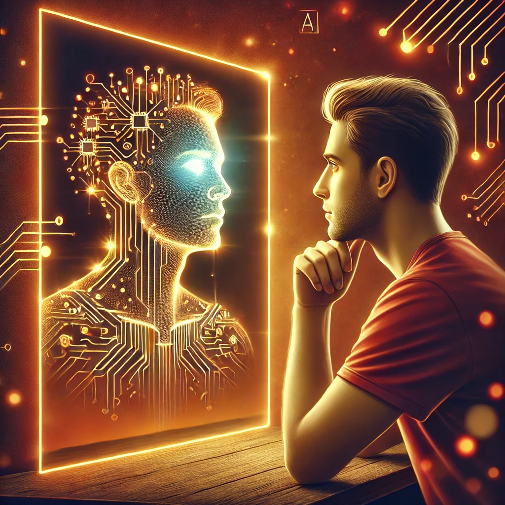 AI image of person looking into mirror