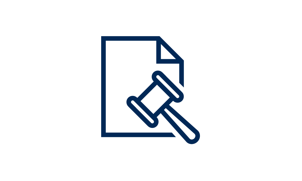 Icon of a blank piece of paper and a gavel.