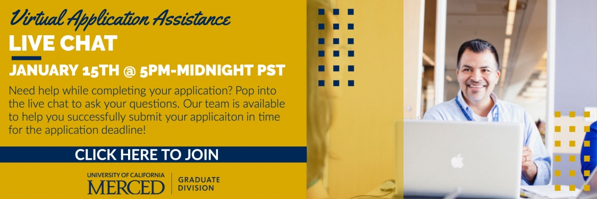 Submit your Application! Join Us Jan. 15 For a Virtual Application Assistance Live Chat.