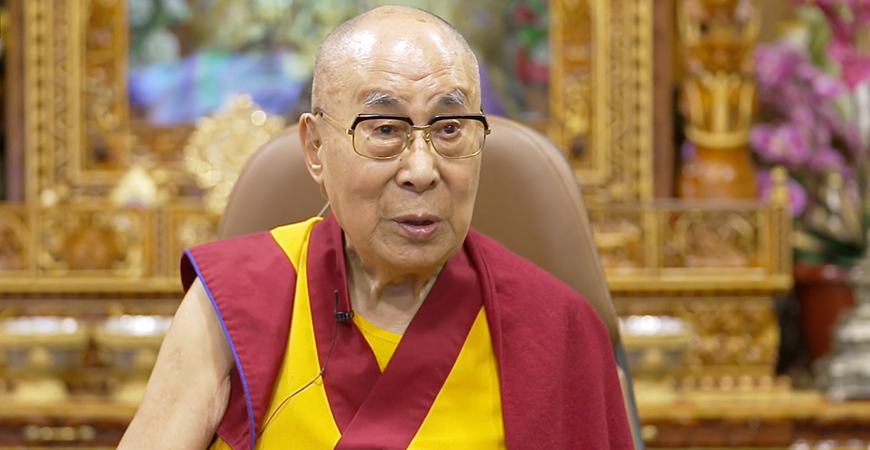 The 14th Dalai Lama is seen in a screenshot from a video recording on Sept. 18, 2022. 