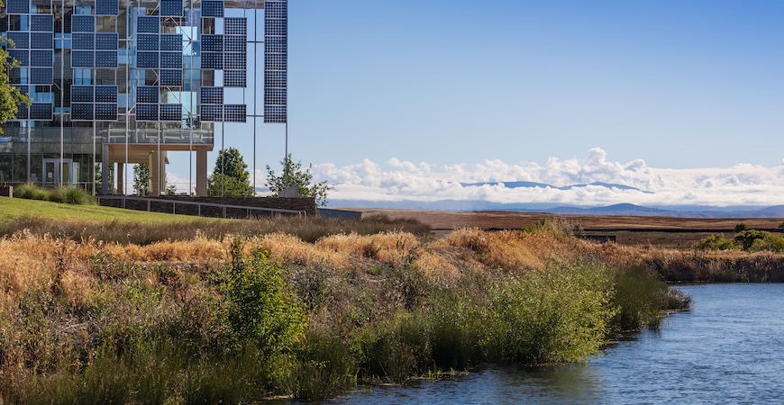 A scenic photograph of the Science and Engineering 2 building is pictured. 